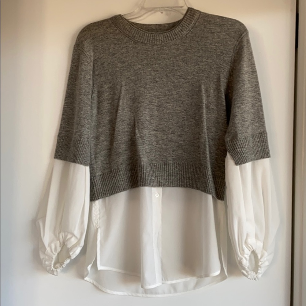 Love sleeve sweat w button down attached